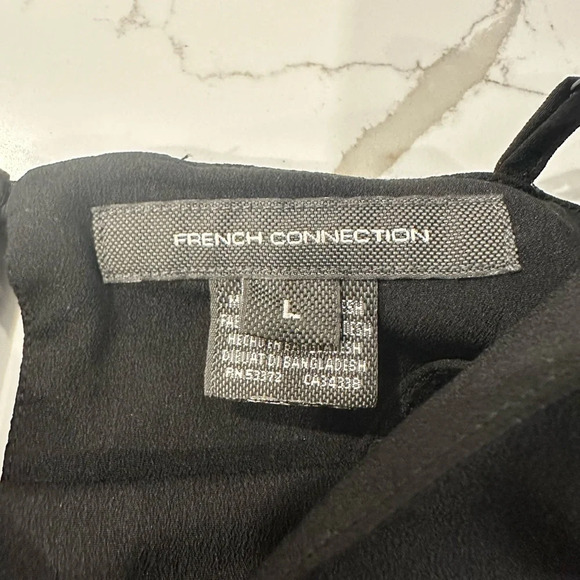 French connection black ruffled camisole  top SZ L - Picture 4 of 4
